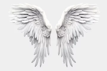 Fotobehang White beautiful angel wings, png.Generative AI. © Chanya2498