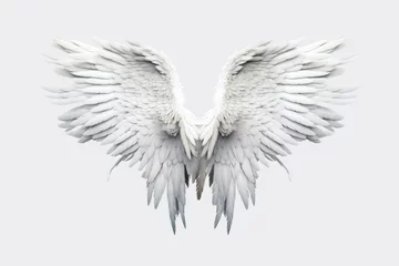 Fotobehang White beautiful angel wings, png.Generative AI. © Chanya2498