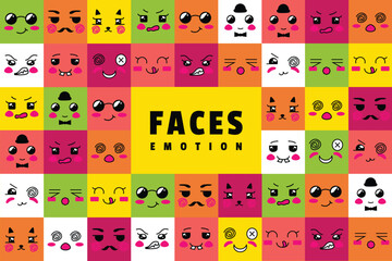 Simple flat design emotion faces background design