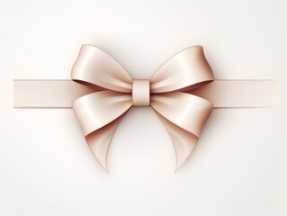 Beige sleek ribbon bow on a white background