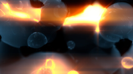 shining blue smooth tender fluid particles - dark bokeh background - abstract 3D illustration