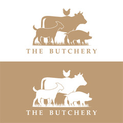 butcher logo vector icon illustration design. logo suitable for restaurant and food industry