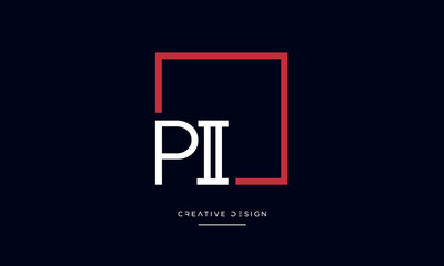 PI or IP Alphabet letters logo monogram - obrazy, fototapety, plakaty