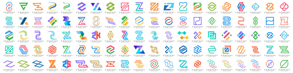 collection abstract letter Z logo design. modern logotype Z design with colorful. vector illustration