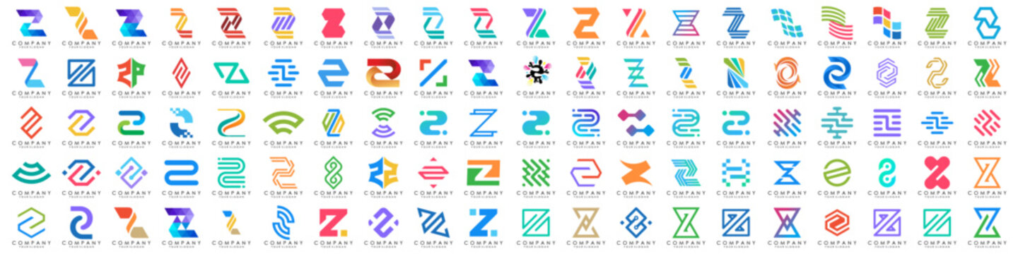 collection abstract letter Z logo design. modern logotype Z design with colorful. vector illustration