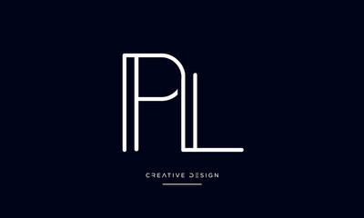 PL or LP Alphabet letters logo monogram
