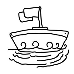 sailing boat of beach doodle illustration