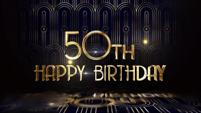 Happy 50th birthday greetings in golden luxury style, happy birthday greetings