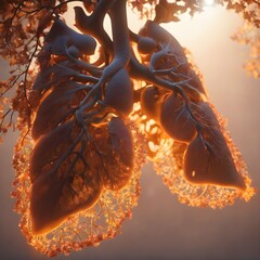 Abstract image of a human lungs. World lung day. Symbol of world lung cancer awareness month. 