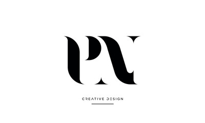 Alphabet letters PN or NP Logo Monogram