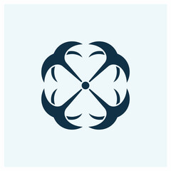 Kamon Symbols of Japan. Japanesse clan kamon crest symbol. japanese ancient family stamp symbol. A symbol used to decorate and identify people in family. Yotsu Ikari