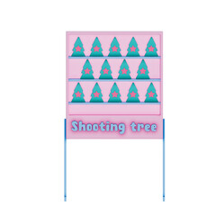 Christmas Carnival Winter Theme 3D, Shooting tree game on a transparent background, Pastel Style. 3D Rendering