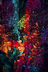 A flurry of square pixels made of  vibrant colors, pixel art background wallpaper