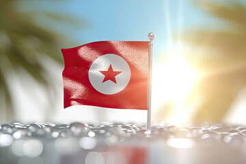 3d minimalist tunisian flag bokeh background Generative AI