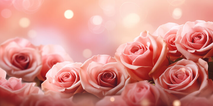 a romantic background with defocused images of roses, symbolizing the eternal love and appreciation for mothers.