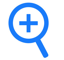 シンプルな青色の拡大マークの虫眼鏡