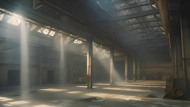 Abandoned rusty factory with copy space. Industrial. AI generative.