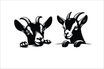 Hidden Charm: Vector Goat with Peeking Goats