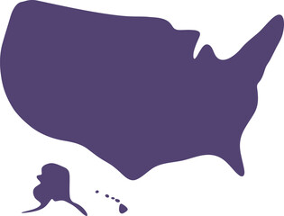 Map of USA. Country map silhouette vector illustration