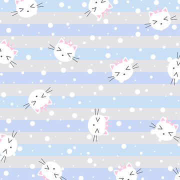 Seamless vector background of cute kittens. © Olena