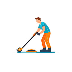 a sweeper Flat vector illustration daily activities working on white background AI Generated