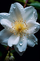White flower water drops on it generated.AI
