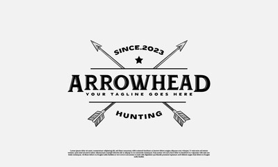 Cross Arrow for Rustic Vintage Retro Hunting Logo Design, hand Drawn Arrow logo template