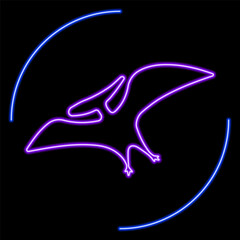 pterodactyl neon sign, modern glowing banner design, colorful modern design trends on black background. Vector illustration. © Oleh