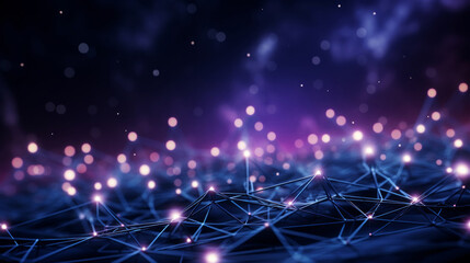 Obraz premium Network technology, interconnected nodes in the digital realm. Data transfer, communication and seamless connectivity for modern enterprises. Efficient, robust and secure tech infrastructure for busi