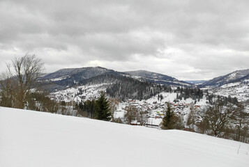 snow covered karpaty mountains