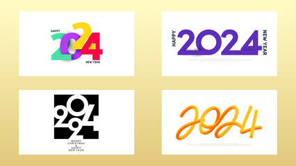 Fototapeta premium 2024 font design for New Year's Day set , on background , Number design template, Vector illustration EPS 10