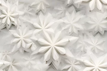 Foto op Canvas paper snowflakes texture, pattern frequent pattern neutral background 3D .Generative AI © yanapopovaiv