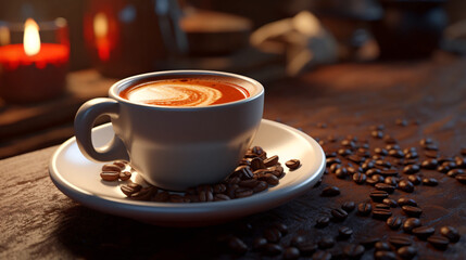 cup of coffee with beans