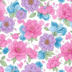 Fototapeta premium beautiful floral flower seamless pattern background for premium product ai generated