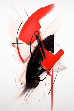 Abstract oil painting in red and black for background. Generative AI image.