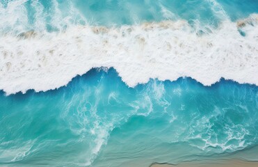 Breathtaking Aerial View: Turquoise Ocean Beach with Mesmerizing Blue Waters