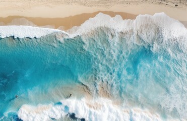 Captivating Aerial Shot: Turquoise Ocean Beach with Serene Blue Waters