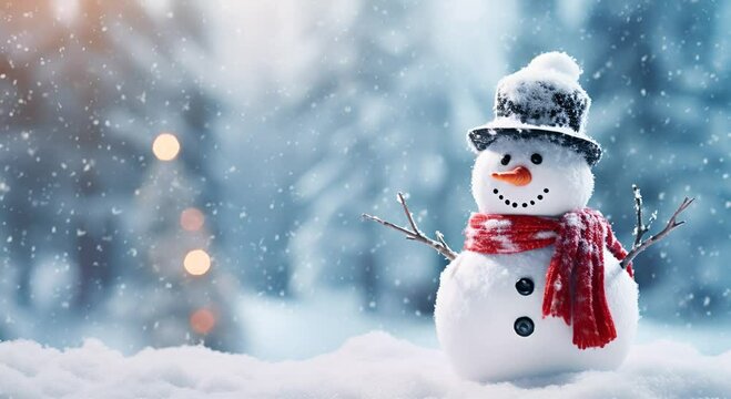 giant snowman and winter Landscape