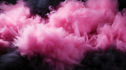 Black and pink cotton candy background. Candy floss texture. Generative AI