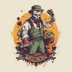 Embrace classic horror themes like zombies, ghosts, and vampires, colorful Halloween professional t-shirt design AI Generated