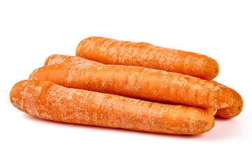 Fresh unpeeled organic carrot, isolated on white background.