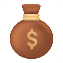 Money bag with dollar icon. flat money bag in cartoon style. Money Flat Design E-Commerce Icon