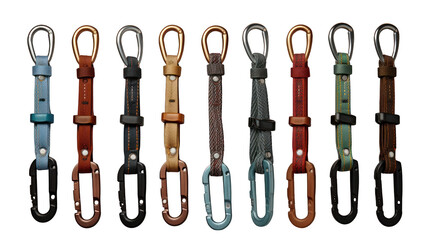 Set of Climbing Rope and Carabiner Isolated on Transparent or White Background, PNG