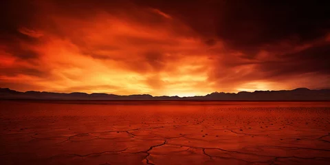 Keuken foto achterwand Dramatic sky over desert. Dark clouds over sand dunes. Generative AI © AngrySun