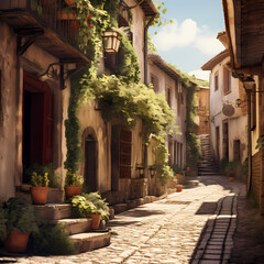 Fototapeta na wymiar A quiet alley in an old European town