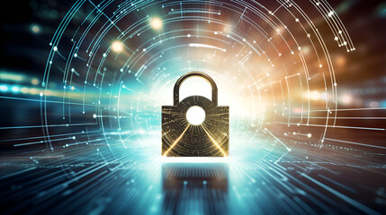 Cybersecurity prioritizes user privacy, leveraging encryption to strengthen data protection and security. padlock on binary code, Cyber security, data protection, lock, cyberattacks, generative AI