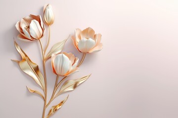 Tulip branches on elegant pastel background. Wedding invitations, greeting cards, wallpaper, background, printing, poster, social ads, banner