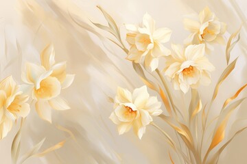 Narcissus flower pattern on elegant pastel background.
