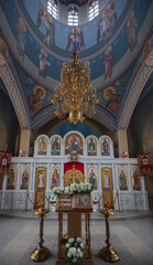 Fototapeta na wymiar The Church of St. Spyridon of Trimifuntsky the Wonderworker in the village of Severskaya, Krasnodar Territory, Russia, 06.12.2023