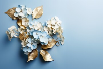 Hydrangeas branches on elegant pastel background. Wedding invitations, greeting cards, wallpaper, background, printing, poster, social ads, banner